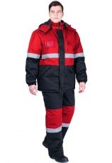 Костюм мужской утепленный "ПРОФИ" красно-черный