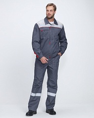 Костюм Фаворит-1 Премиум СОП IMP брюки, темно-серый/серый/красный